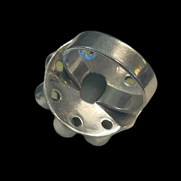 Peridot & Jade Sterling Silver Ring (6.5) - Picture 7 of 8